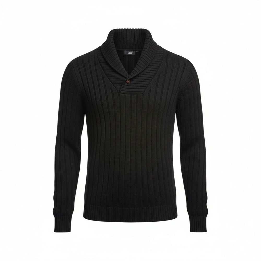 Zara Man Black Shawl Collar
Pullover Sweater
